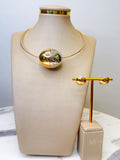 Conjunto Duo oval colar e brinco