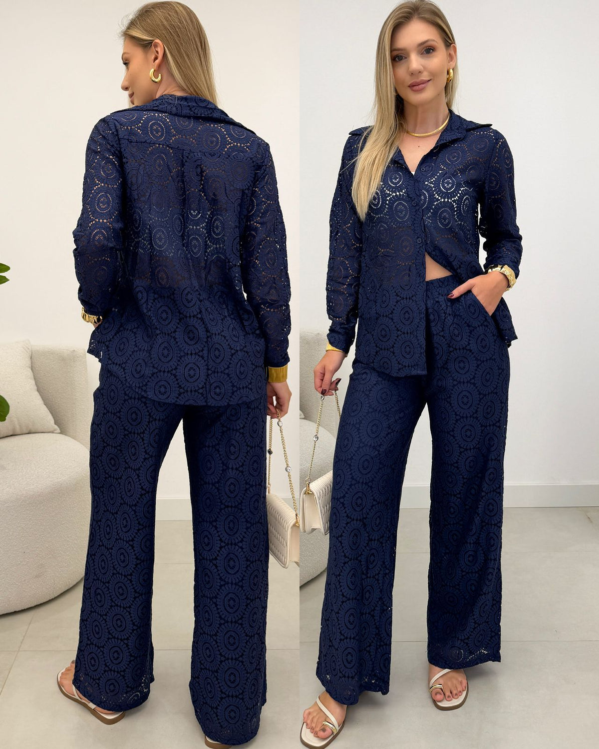 Conjunto Renda Fiona Azul Marinho 129278