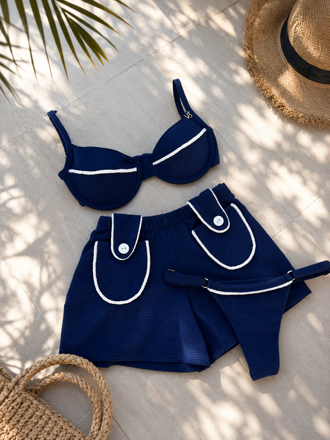 Short com bolso e detalhe corda Allure marinho