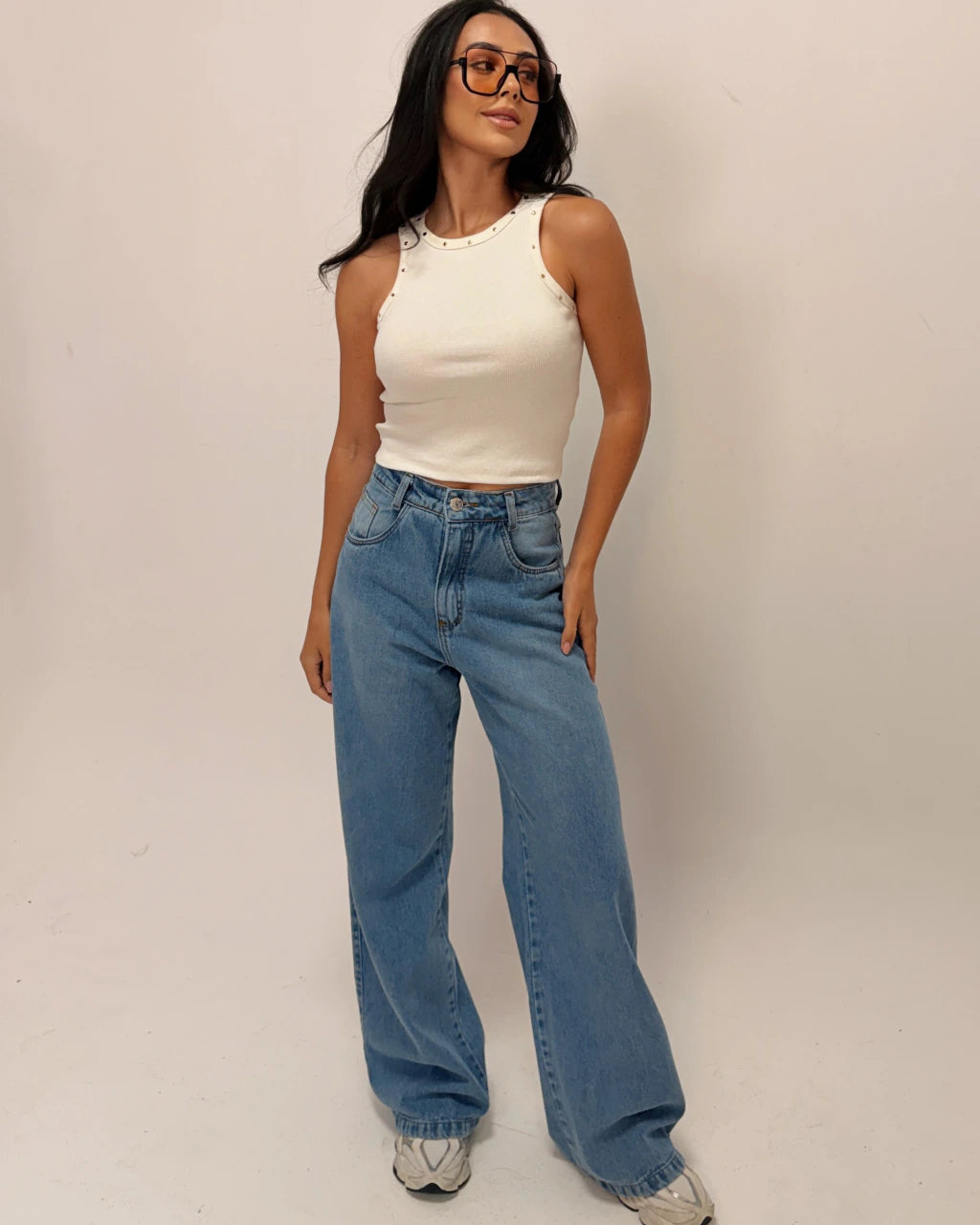 Calça jeans wide tradicional