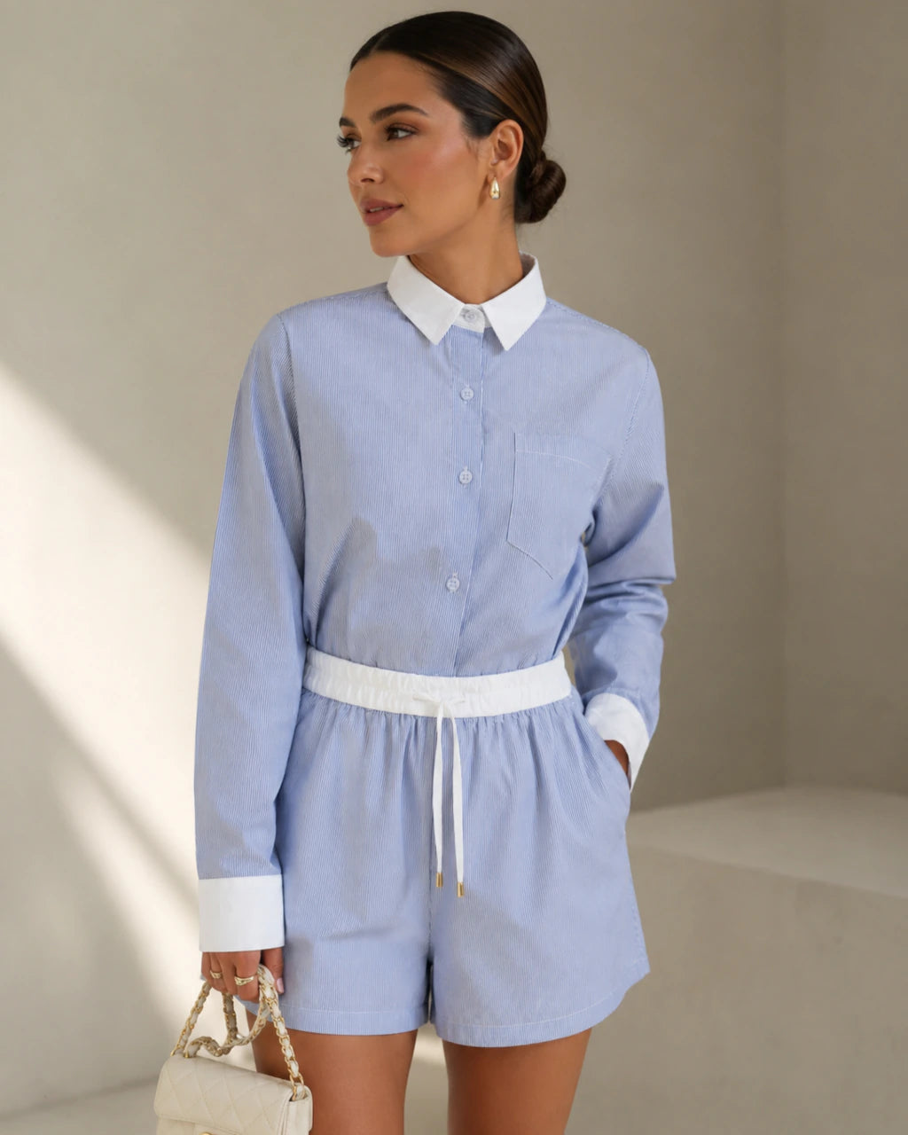 Conjunto camisa cropped e shorts