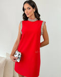 Vestido liso c/ Glow vermelho