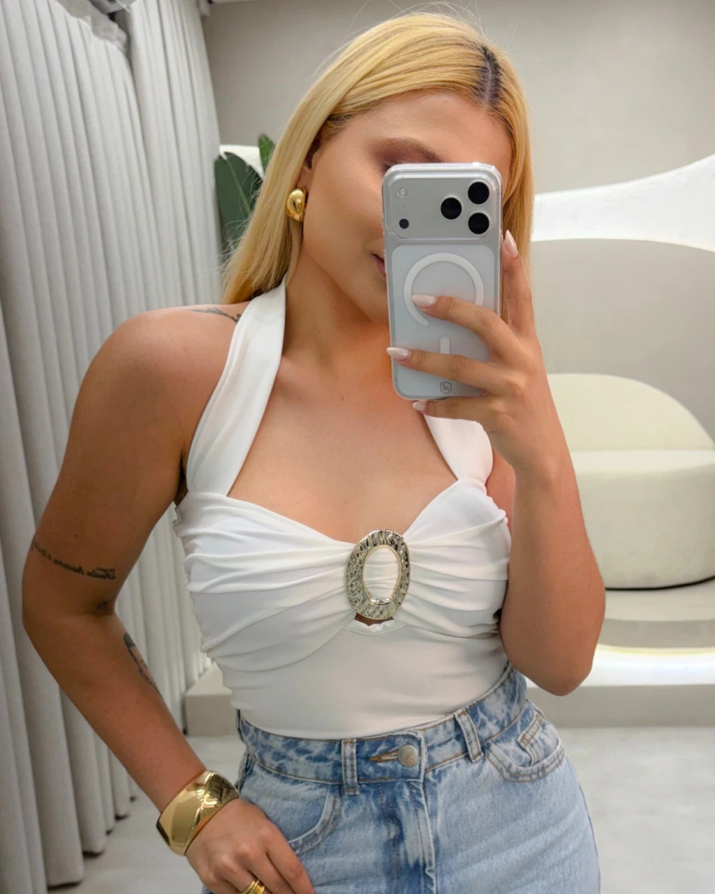 Blusa liony detalhe dourado