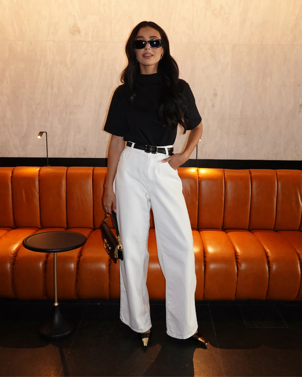 Calça jeans off white wide leg