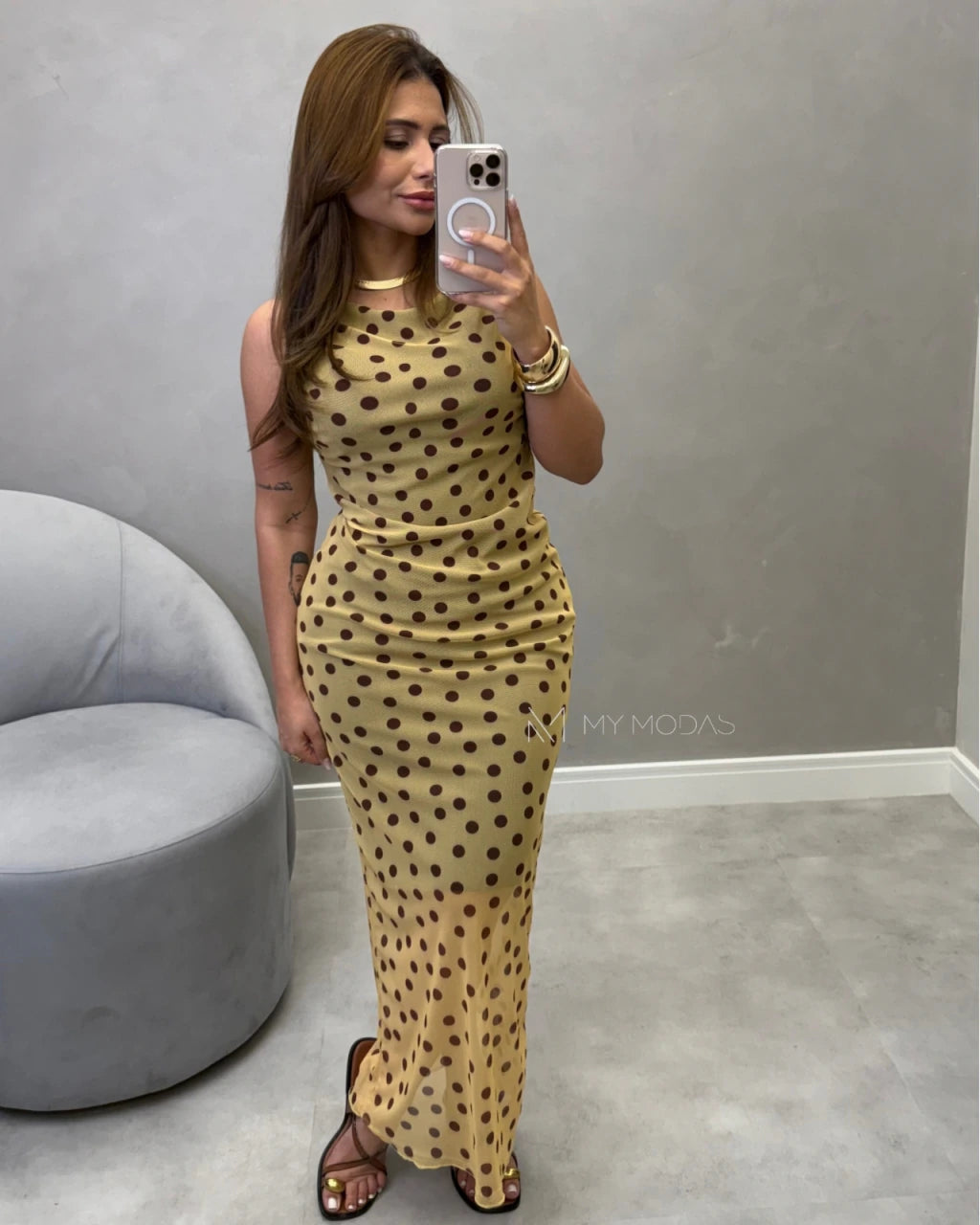 Vestido regata tule Mid alongado