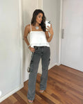 Calça jeans Wide legue cargo