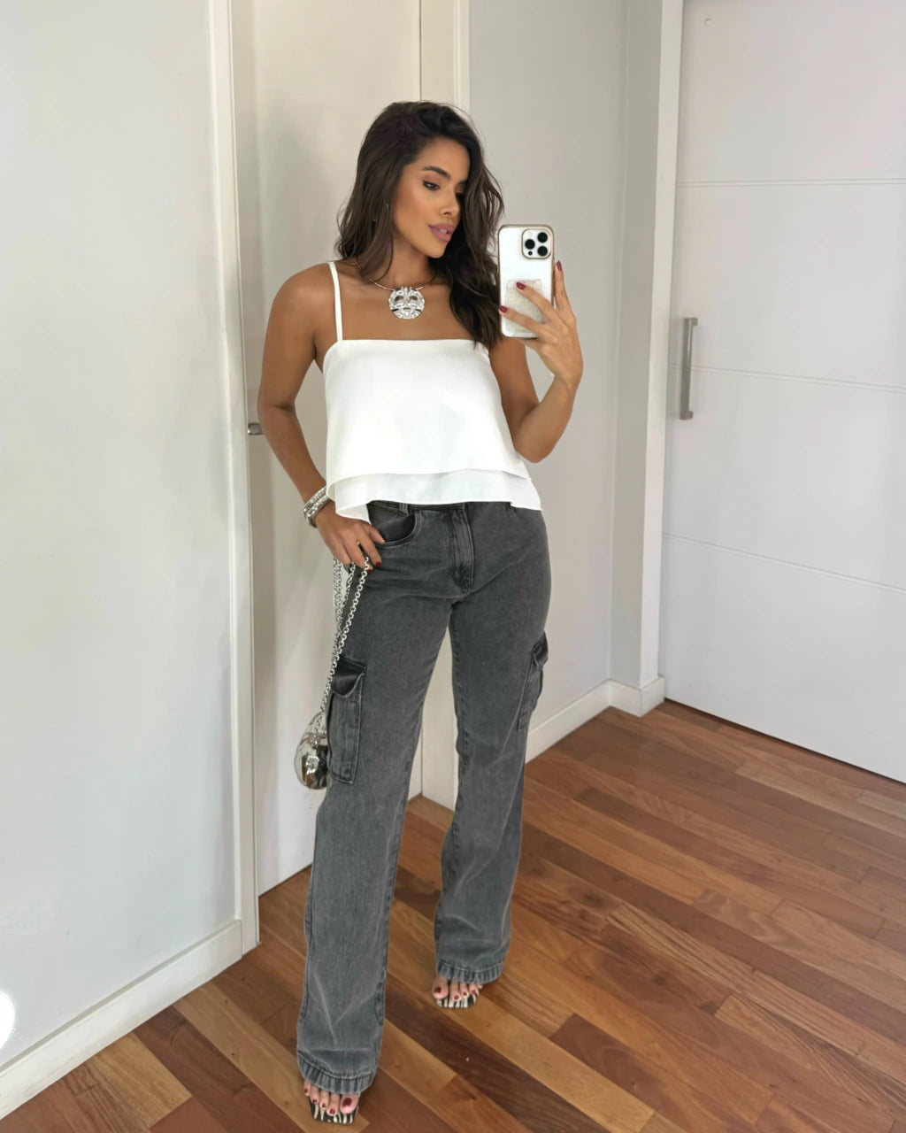 Calça jeans Wide legue cargo