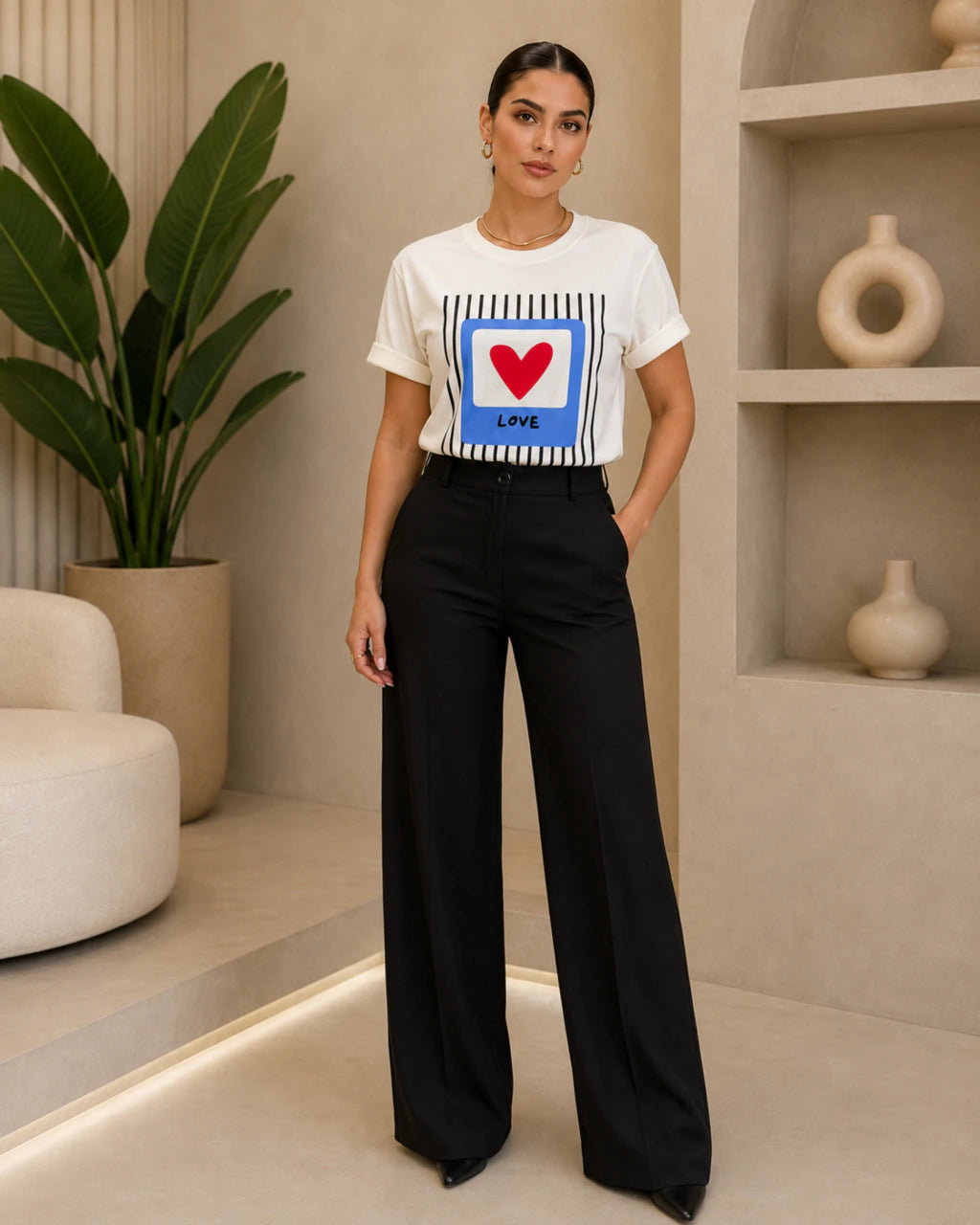 T-shirt Love Algodão