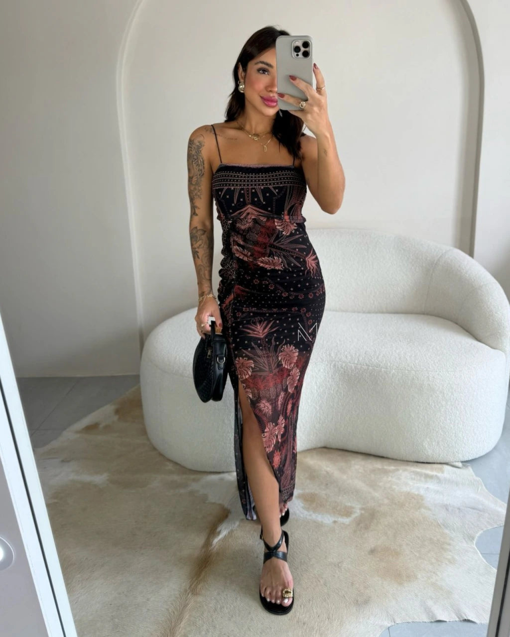 Vestido Mid tule estampado