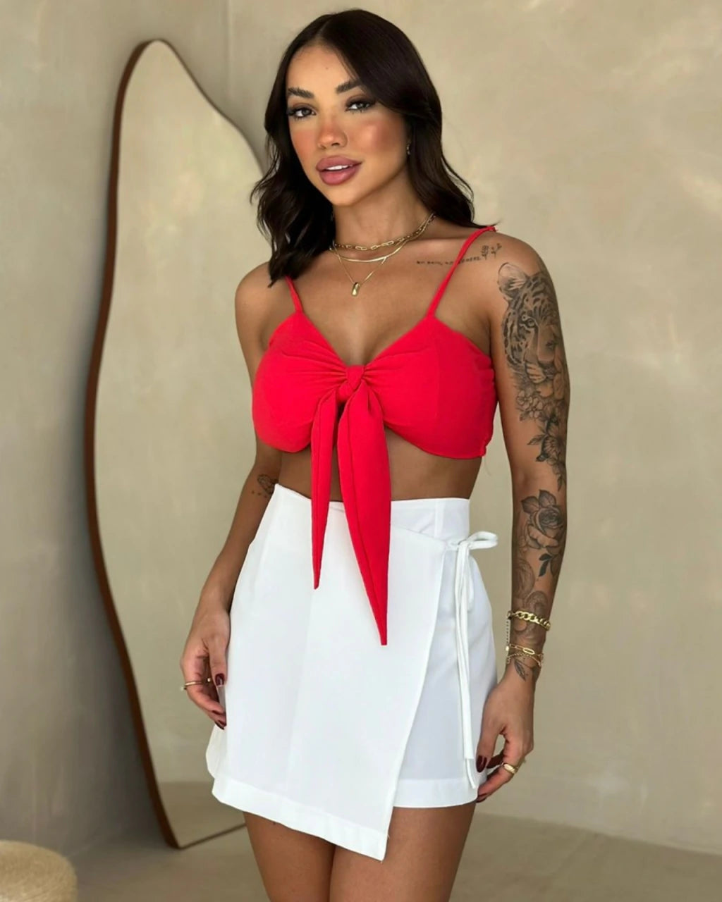 Shorts saia aurora com detalhe na amarração