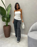 Calça Jeans Cargo Wide Estonada
