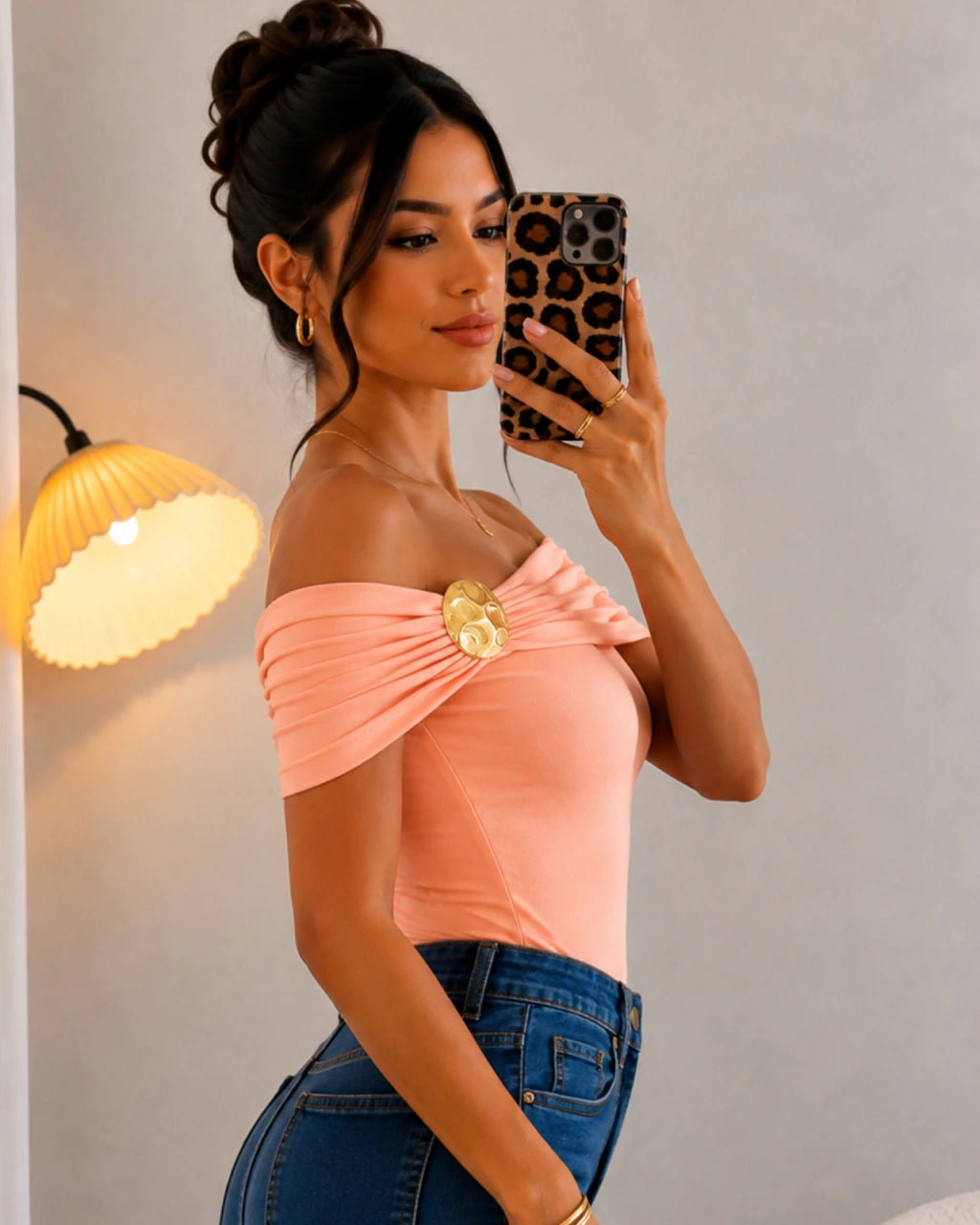 Body poliamida com detalhe Dourado