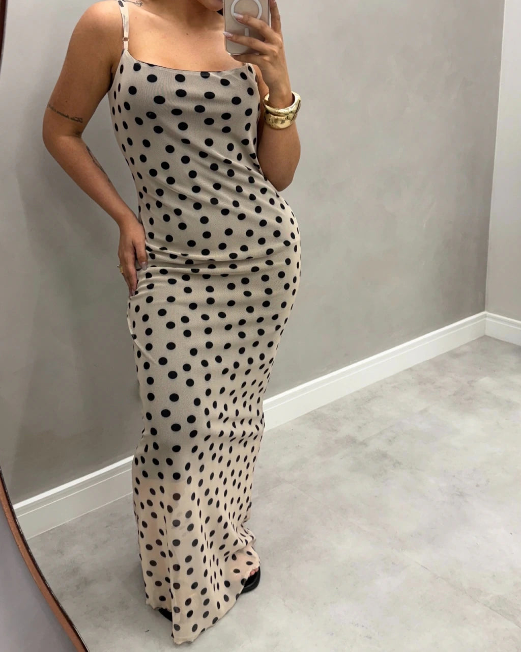 Vestido alça tule Mid alongado