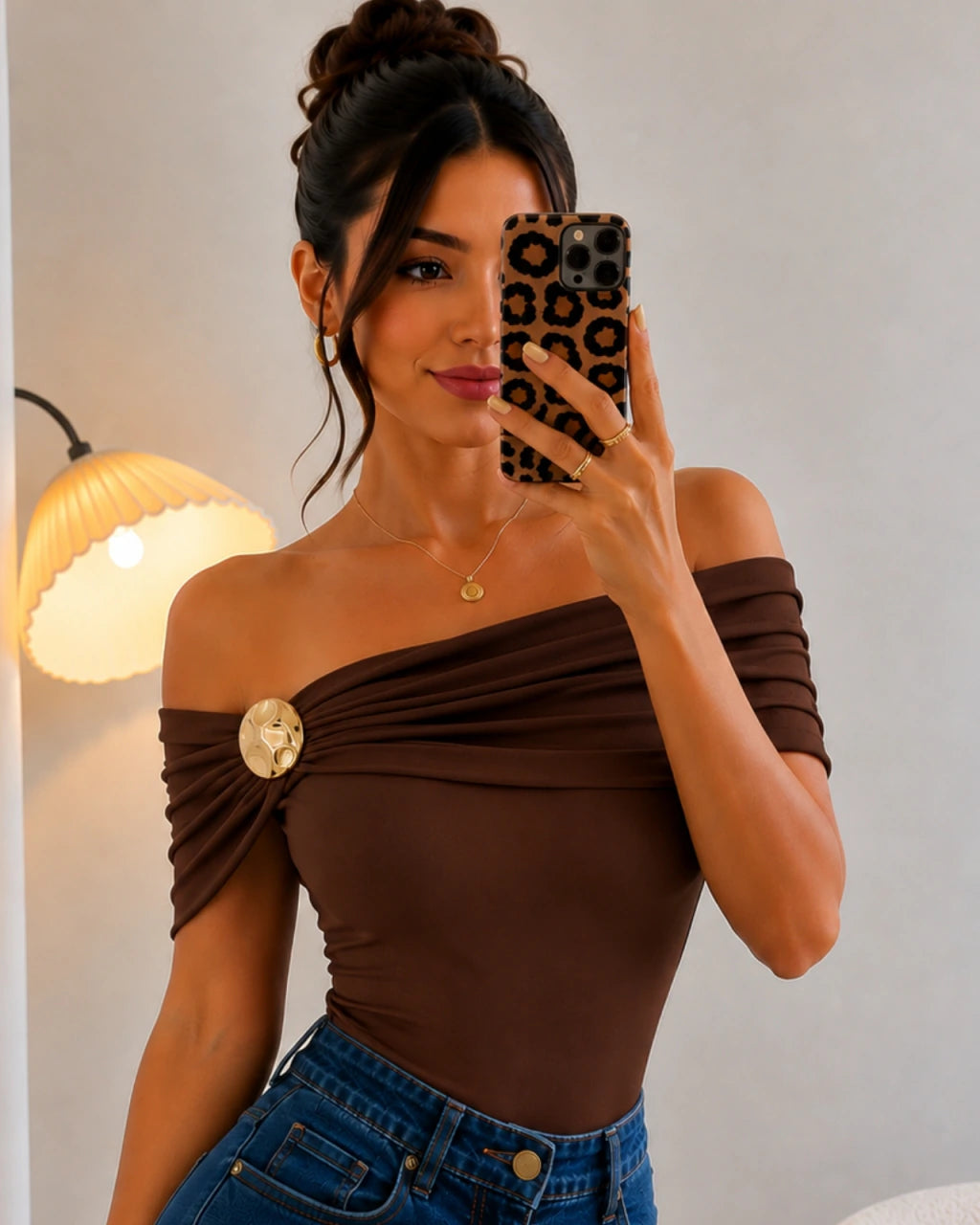 Body poliamida com detalhe Dourado