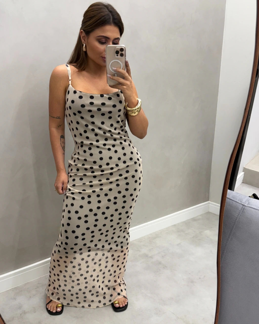 Vestido alça tule Mid alongado