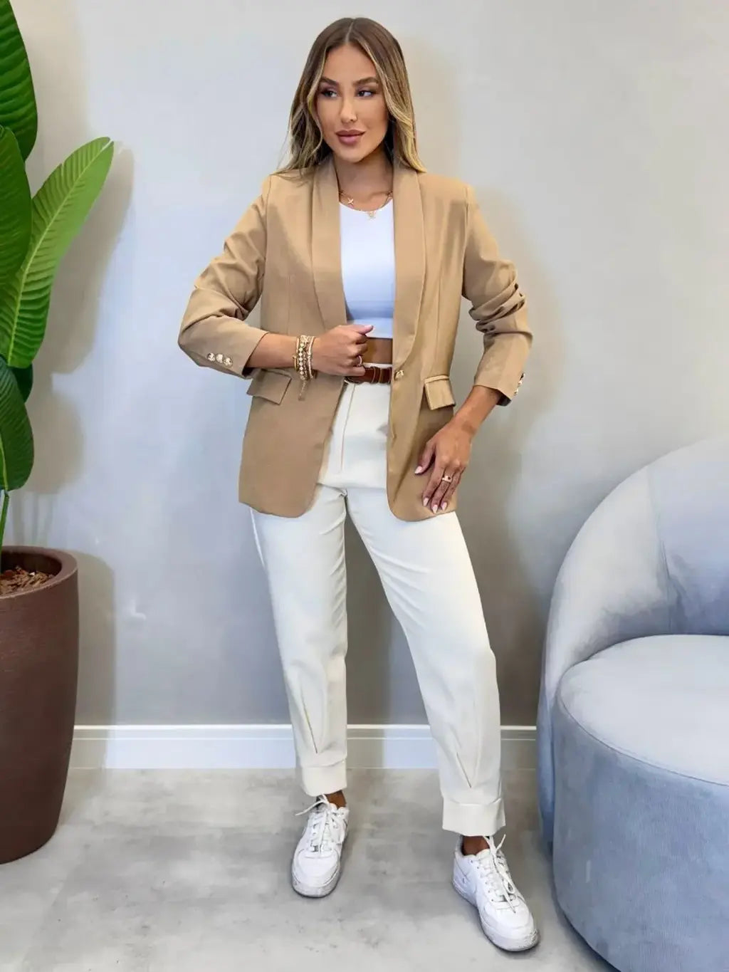 Blazer Alfaiataria Forrado com Botões