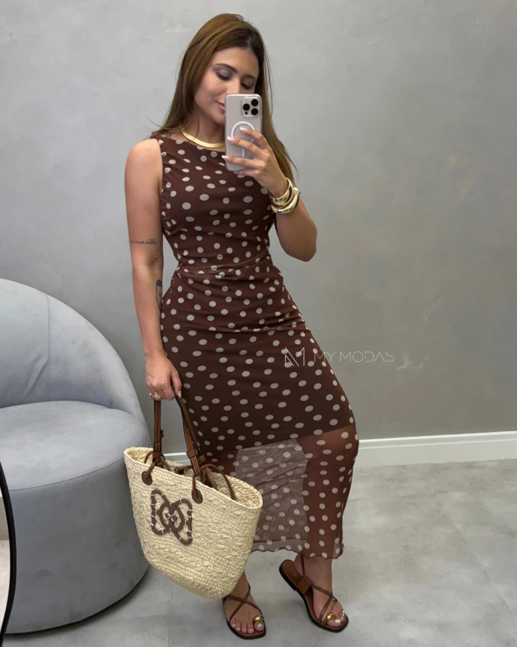 Vestido regata tule Mid alongado