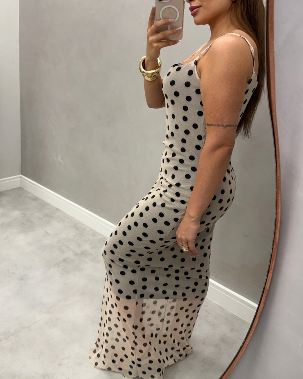 Vestido alça tule Mid alongado
