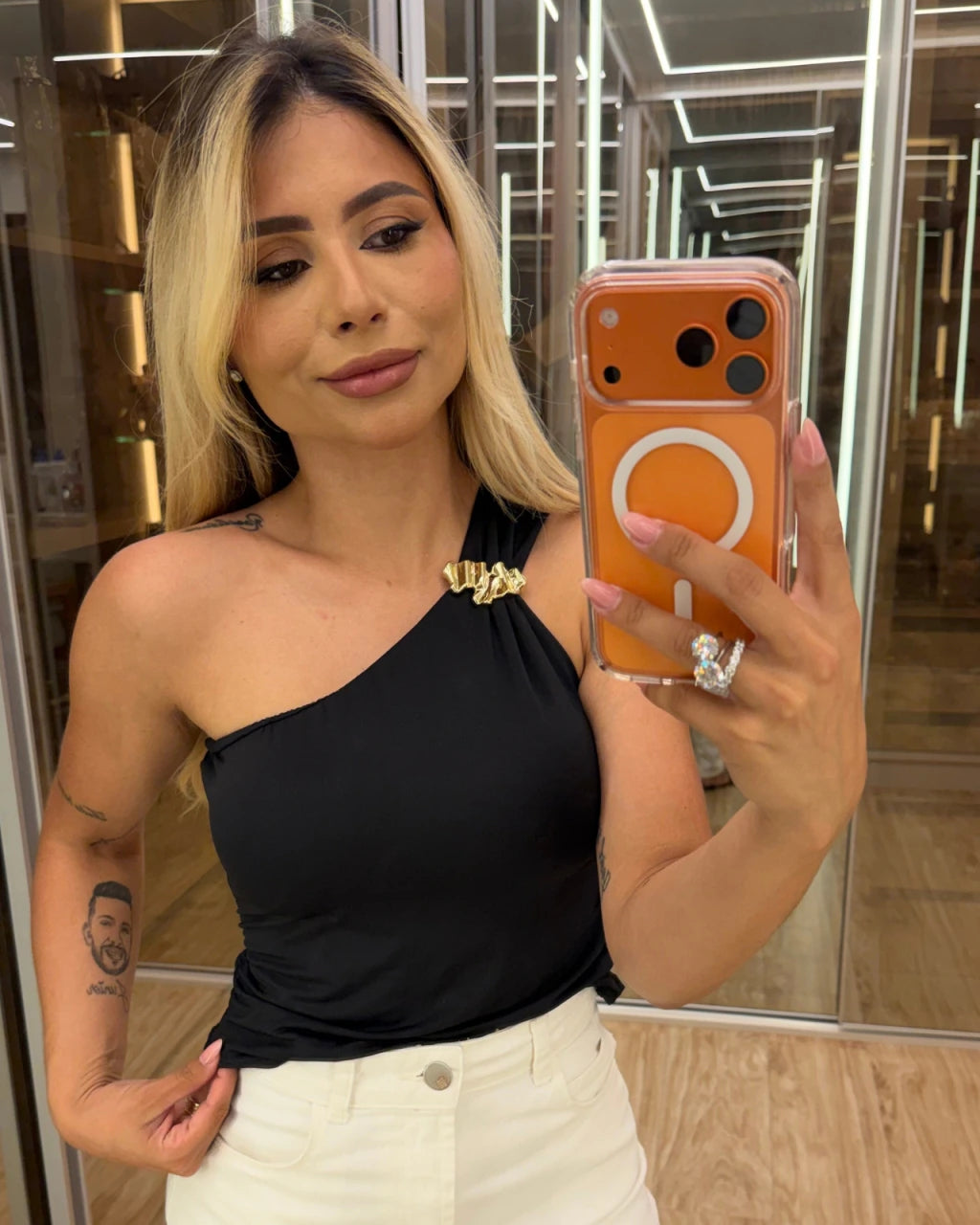 Cropped nula manga poliamida