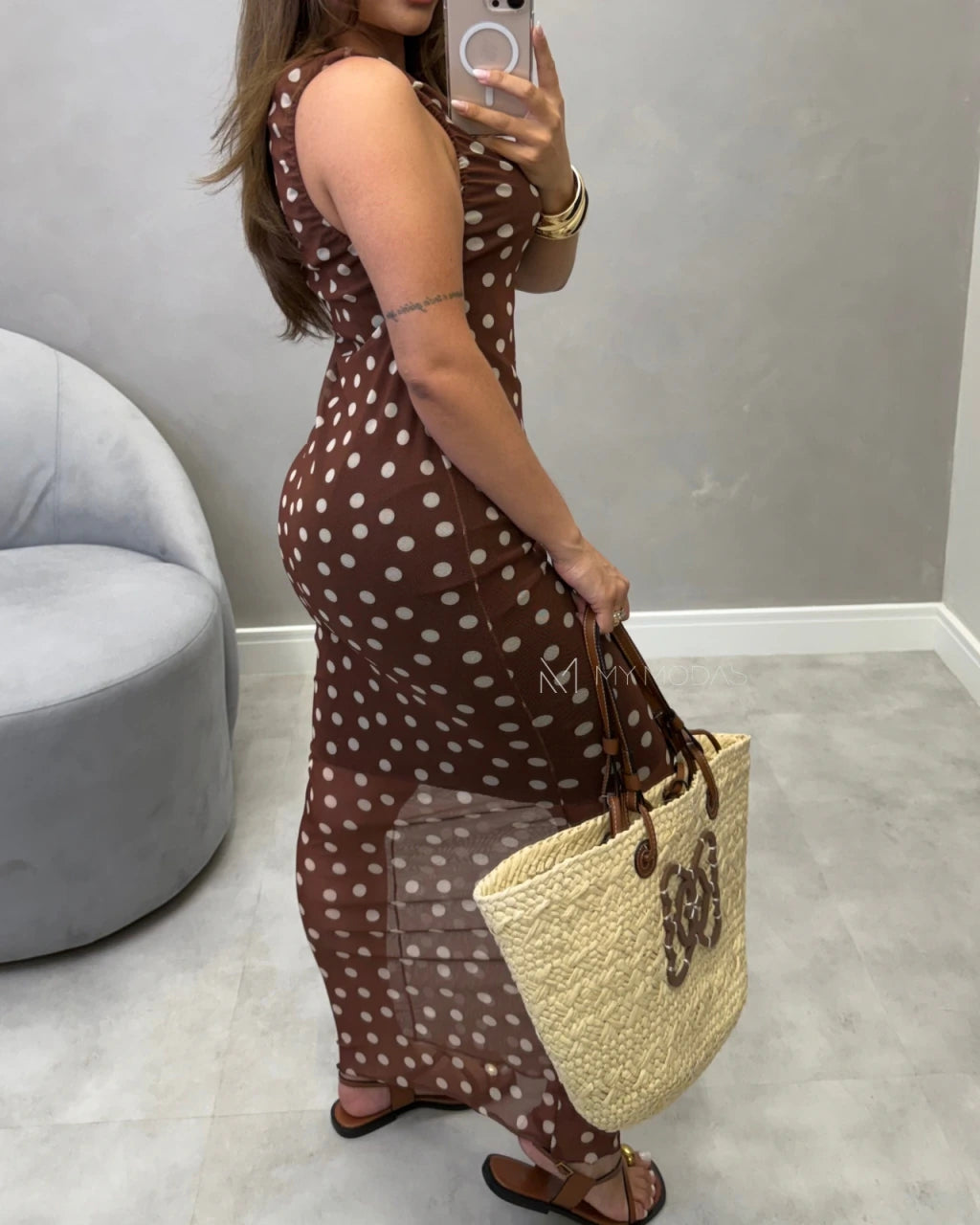 Vestido regata tule Mid alongado