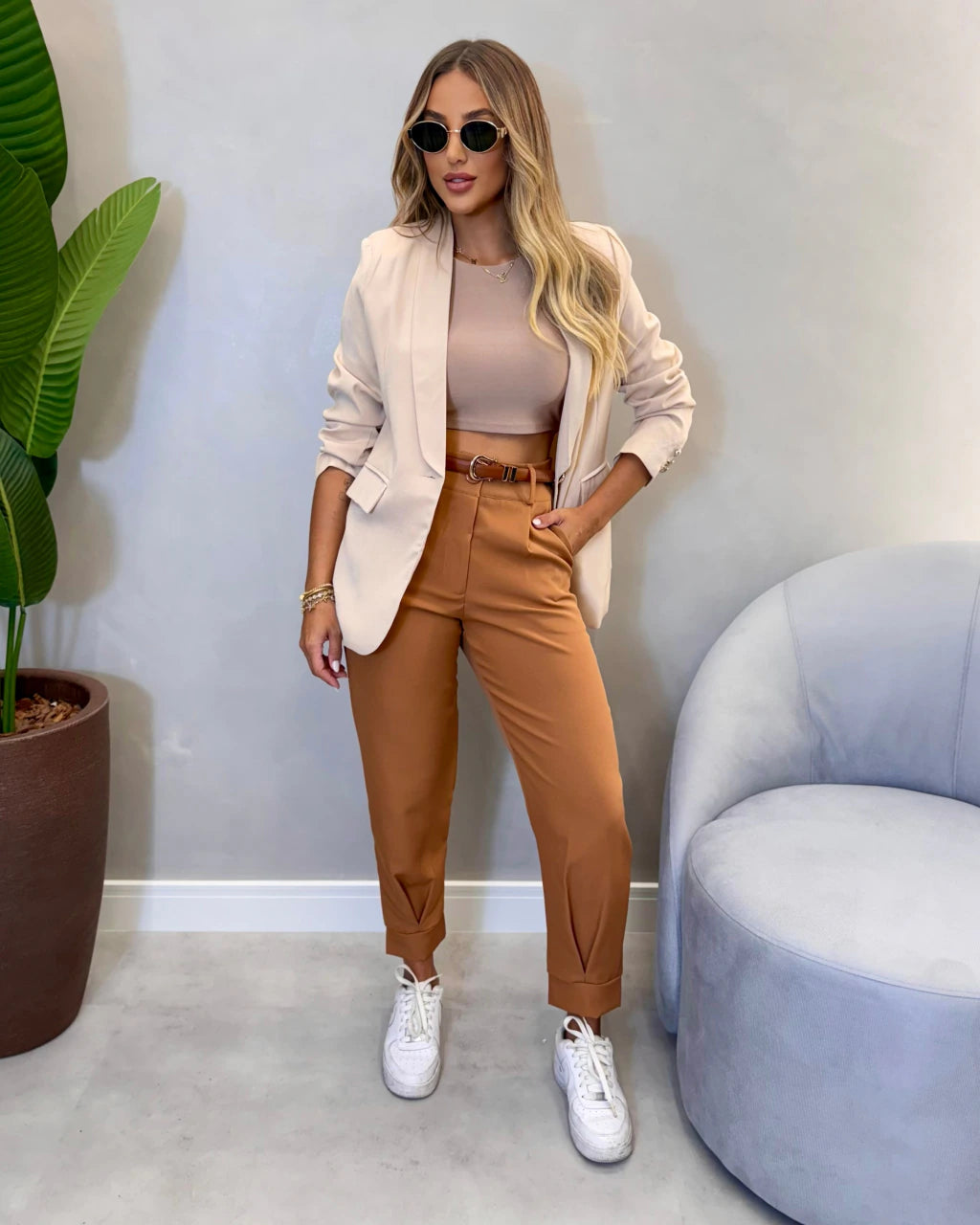 Blazer Alfaiataria Forrado com Botões