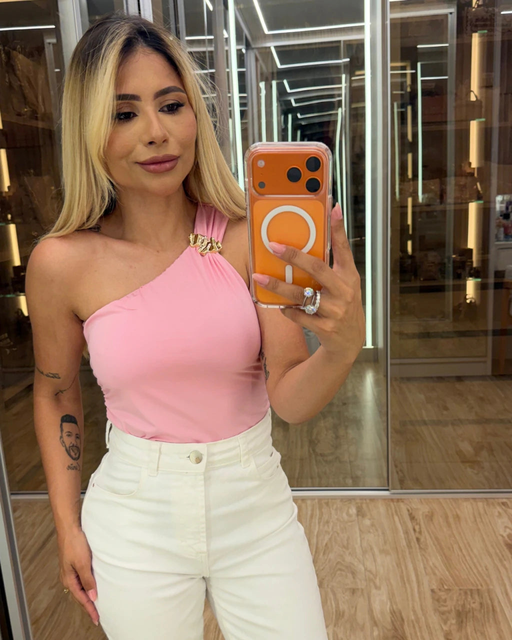 Cropped nula manga poliamida