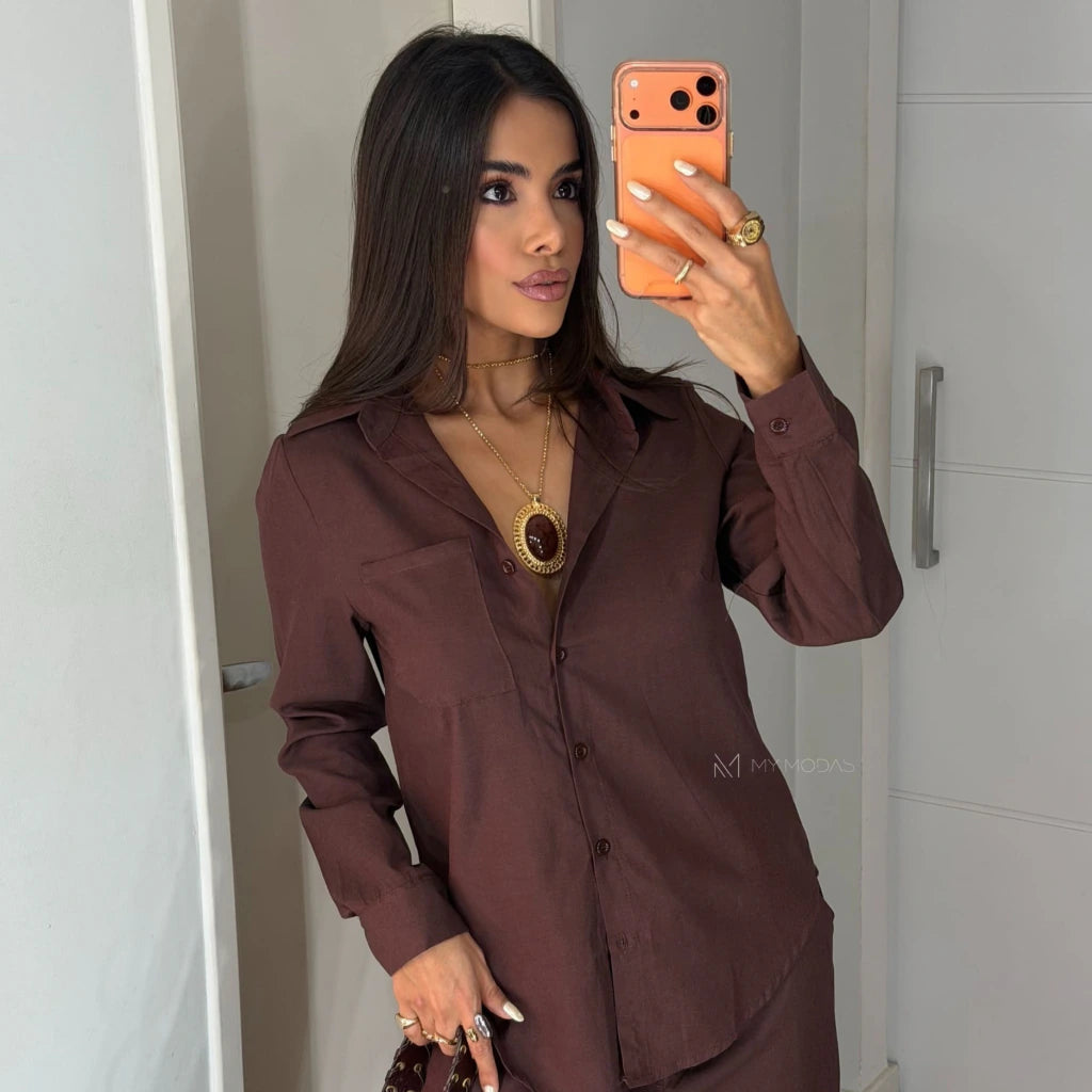 Conjunto camisa e calça linho