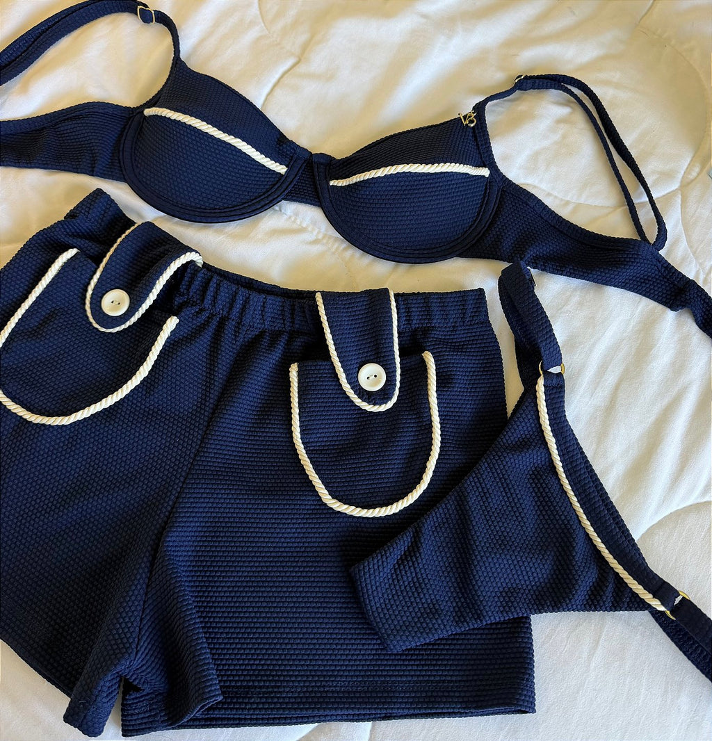 Meia Taça com detalhes corda Allure Marinho (CALCINHA NÃO INCLUSO)