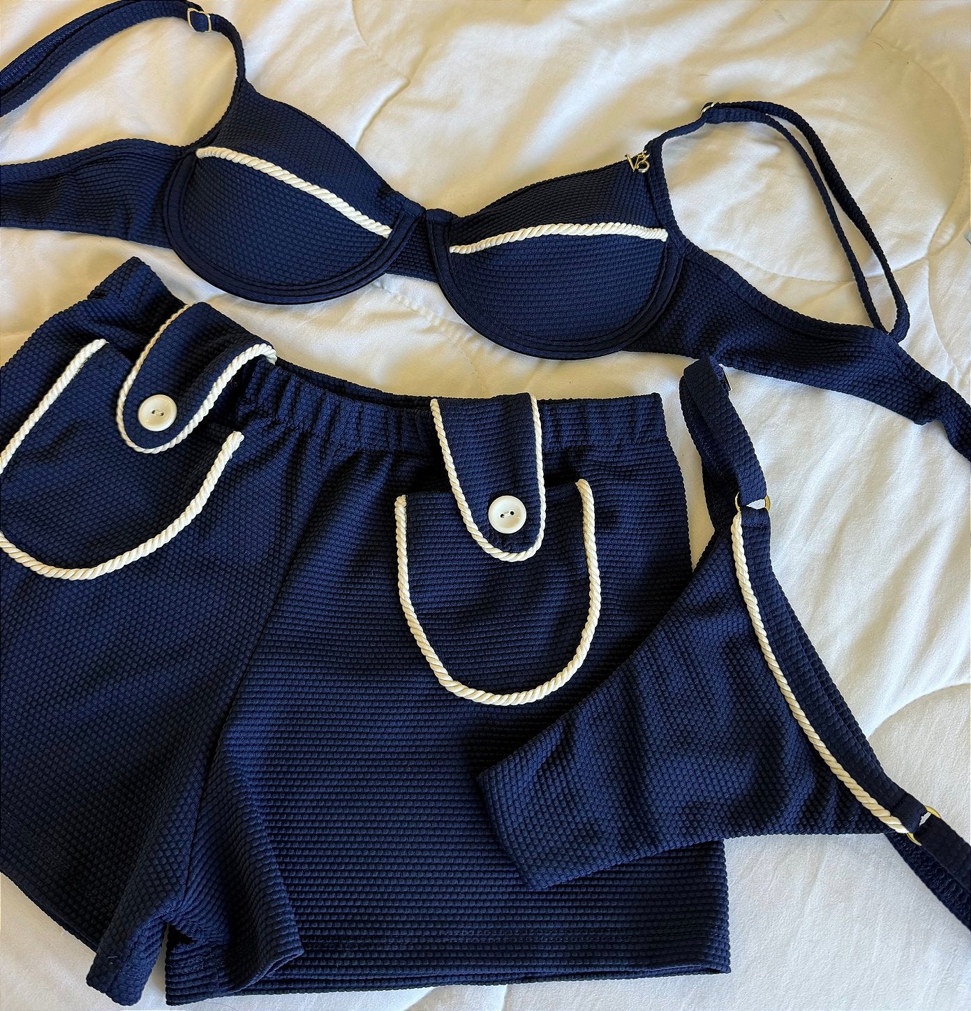 Meia Taça com detalhes corda Allure Marinho (CALCINHA NÃO INCLUSO)