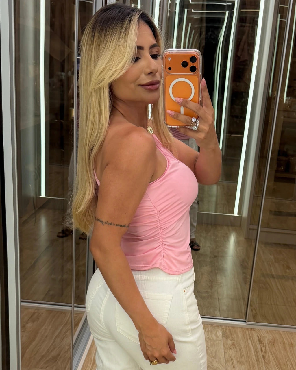 Cropped nula manga poliamida