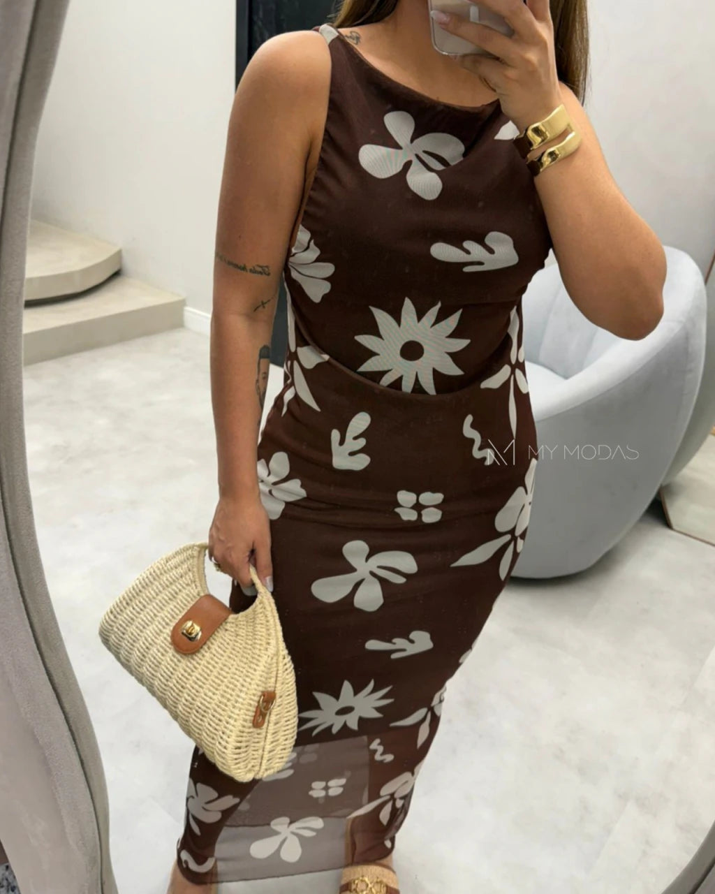 Vestido regata tule Mid alongado