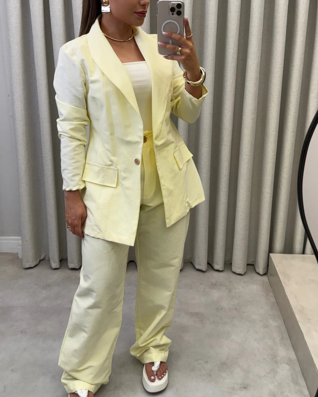 Conjunto linho blazer e calça