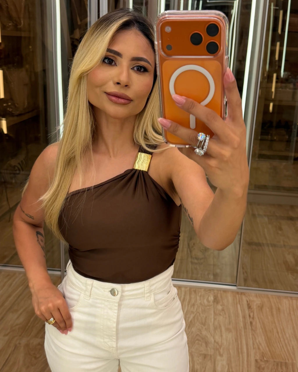 Cropped nula manga poliamida