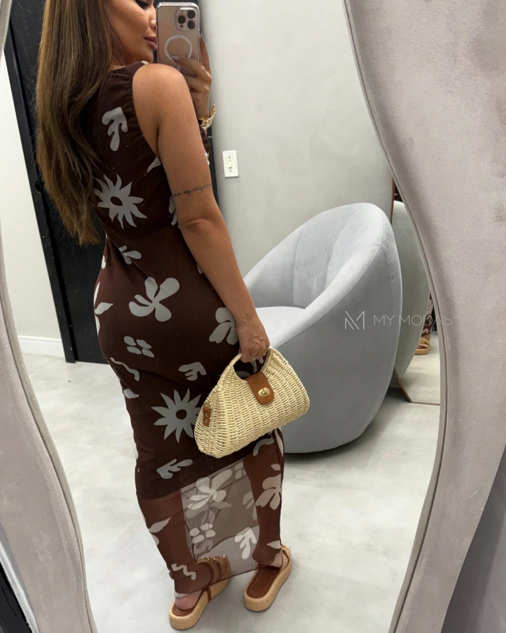 Vestido regata tule Mid alongado