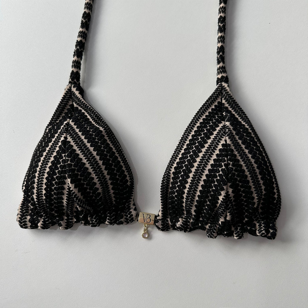 Cortininha com Bojo Maleável Croche preto (CALCINHA NÃO INCLUSO)