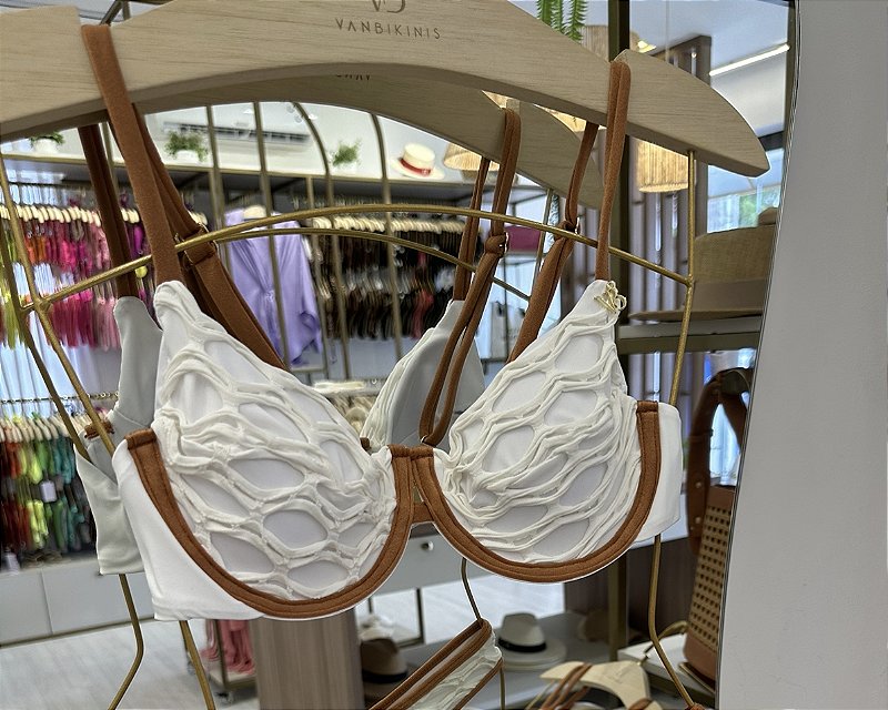 Meia Taça Oásis Off white com detalhes marrom (CALCINHA NÃO INCLUSO)
