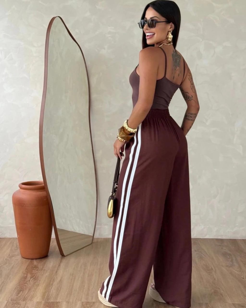 Calça pantalona Marrant listra