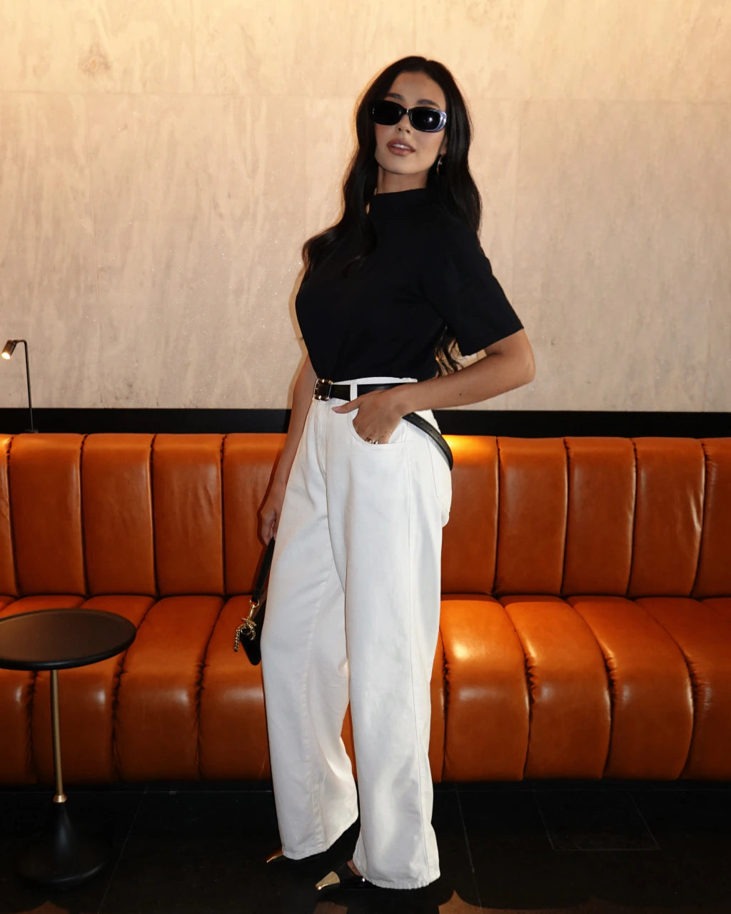 Calça jeans off white wide leg