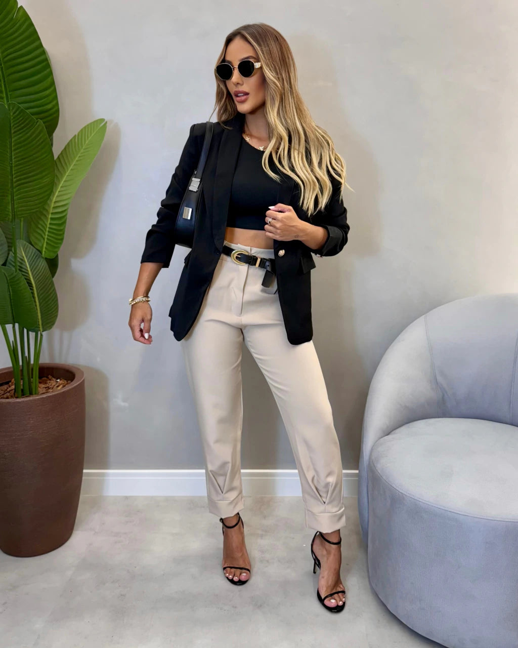 Blazer Alfaiataria Forrado com Botões