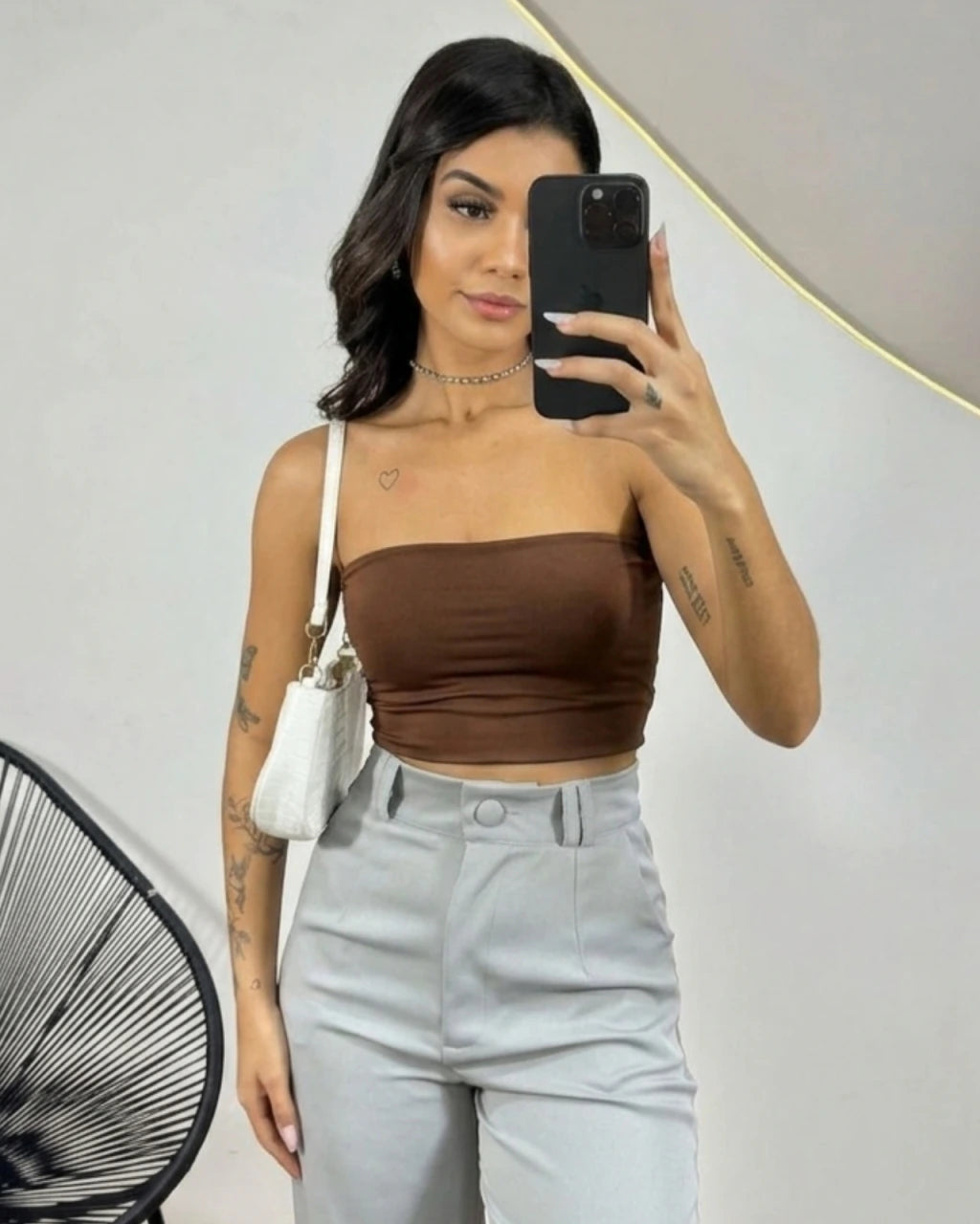 Blusa tomara que caia poliamida