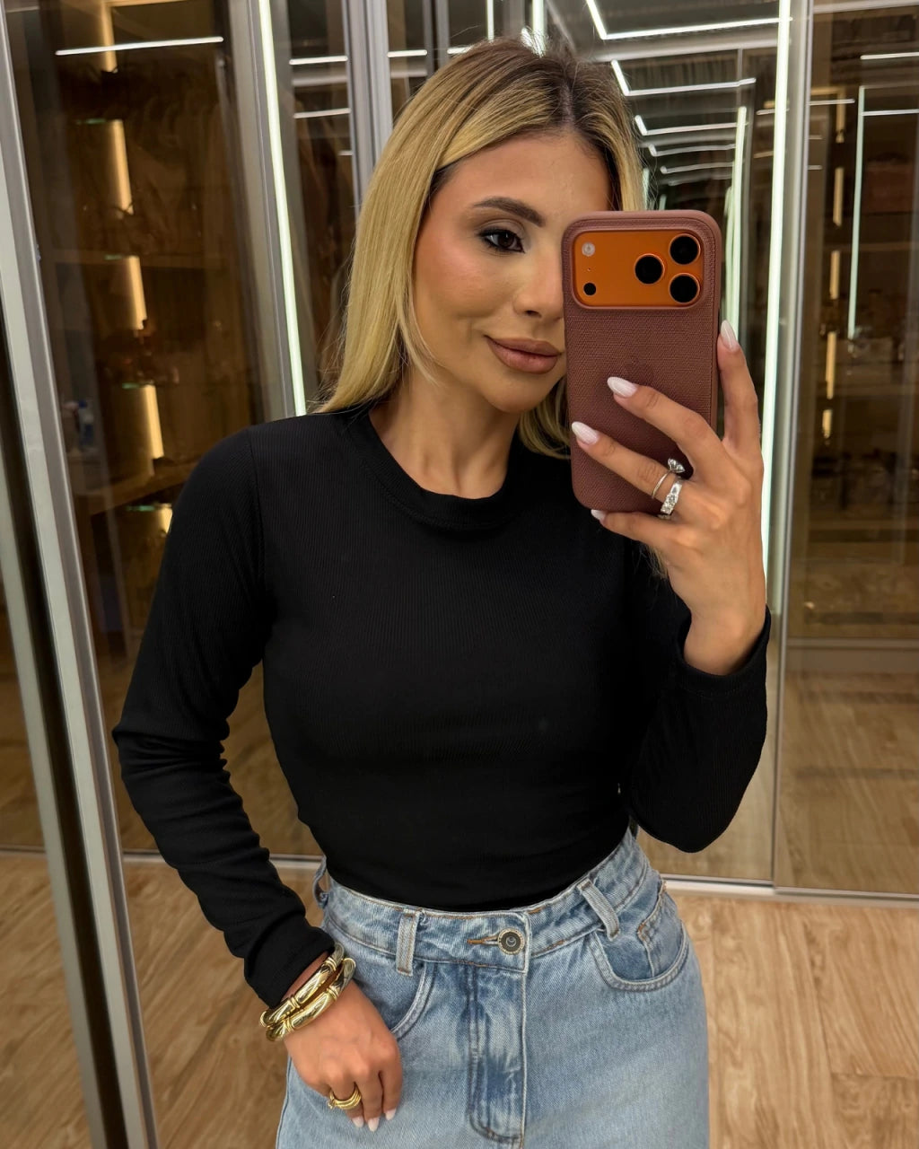 Kit 3 peças Blusa gola canoa canelada Peluciada por dentro