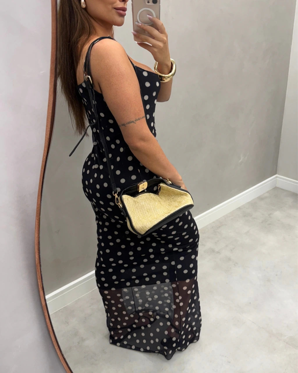 Vestido alça tule Mid alongado