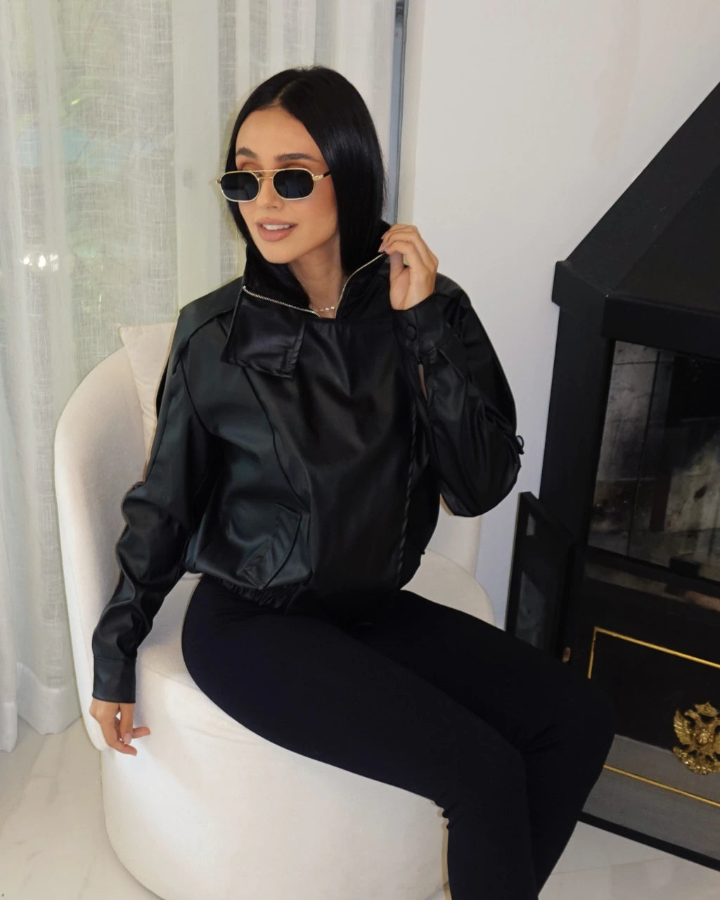 Jaqueta Zara courino