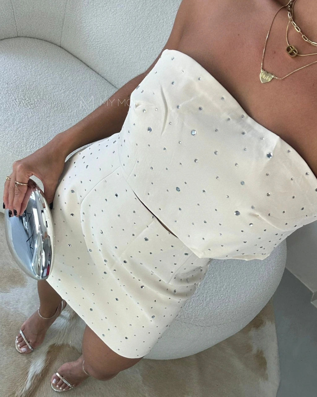 Cropped faixa alfaiataria strass