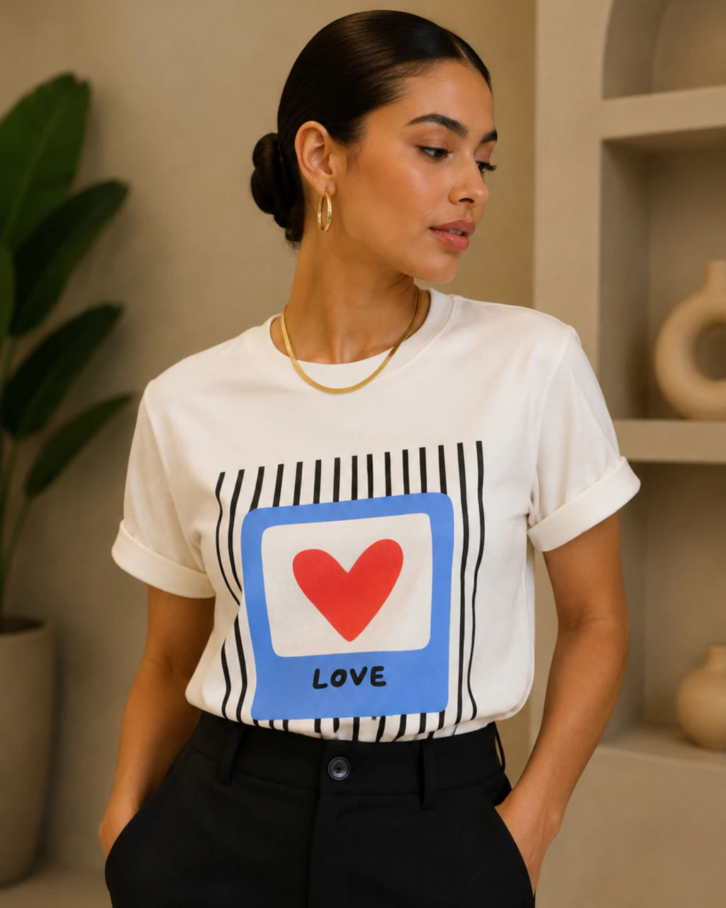 T-shirt Love Algodão