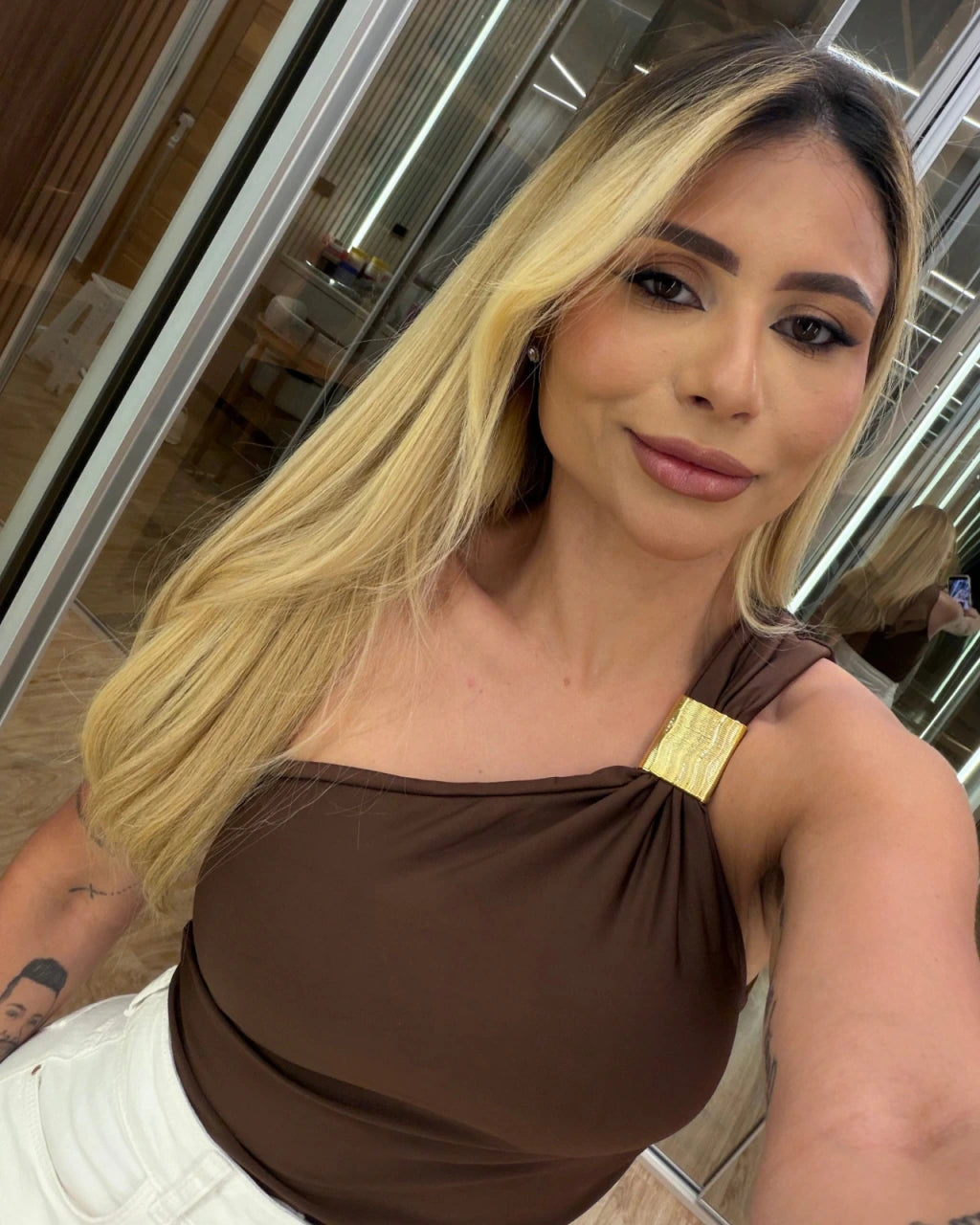 Cropped nula manga poliamida