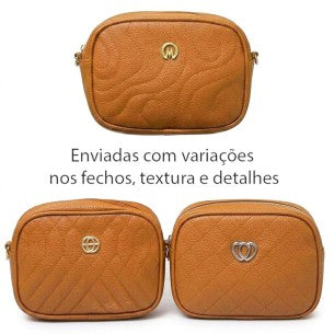 Bolsa Feminina Transversal Média Texturizada Ombro
