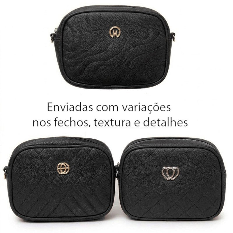 Bolsa Feminina Transversal Média Texturizada Ombro