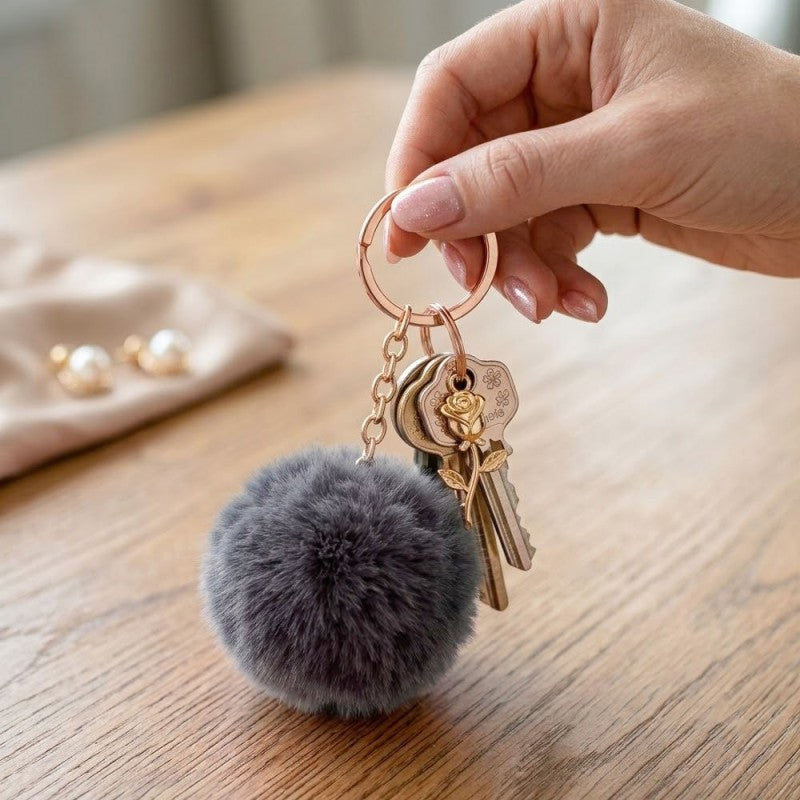 Chaveiro Pompom De Pelúcia 7cm Para Bolsa Mochila E Chaves