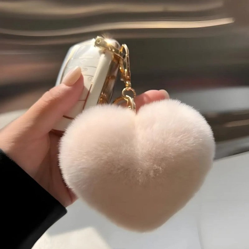 Chaveiro Pom Pom Coração Decorativo Bolsa Mochila Carro